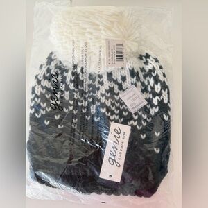 NEW Genie by Eugenia Kim Pom Pom Beanie Hat Black White Knit Winter Warm NWT